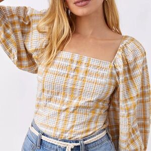 Anthropologie Maeve square neck puff sleeve blouse